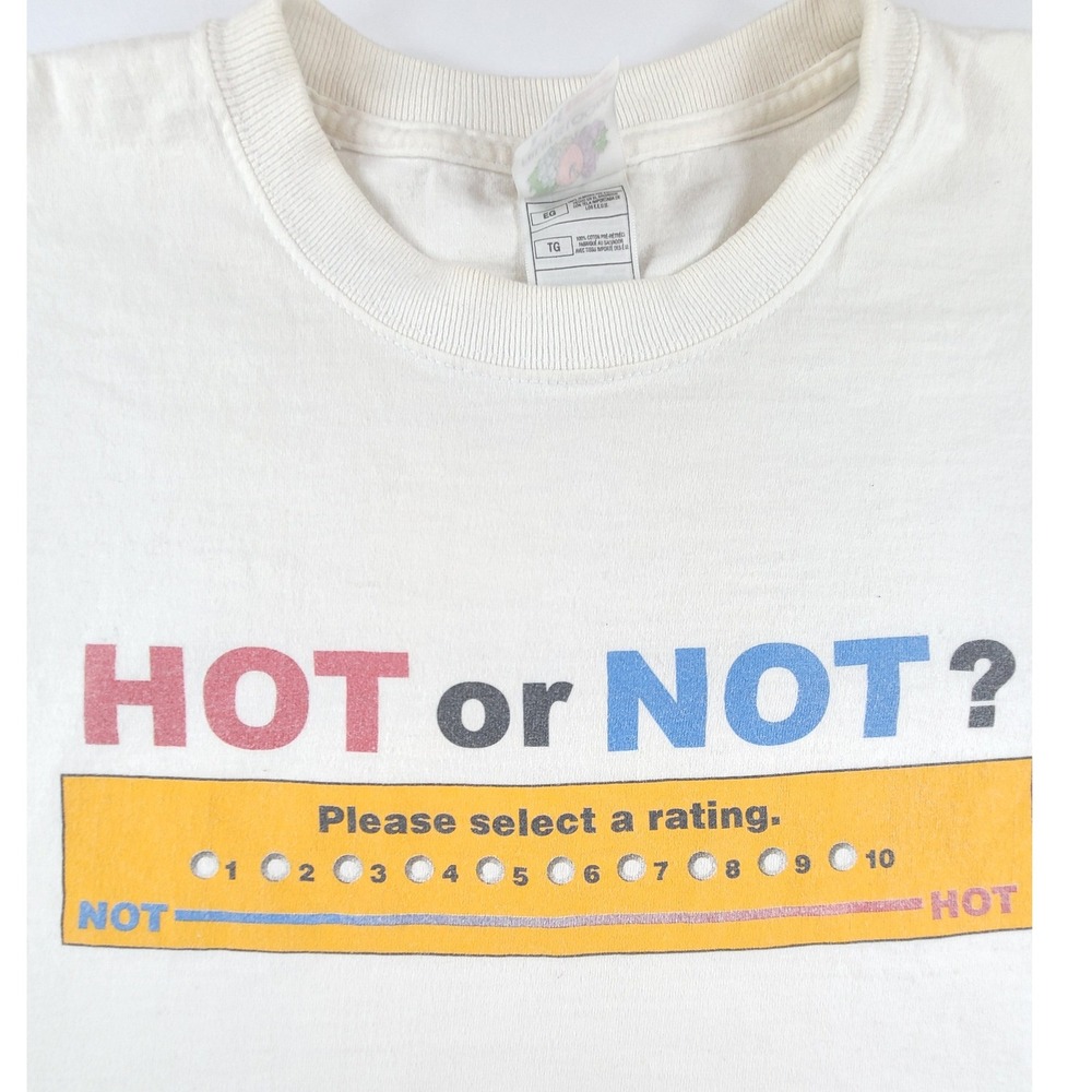 Hot or Not Dot Com Vintage‎ Y2K Tee XL Lofteez Internet Culture Tech Promo Retro